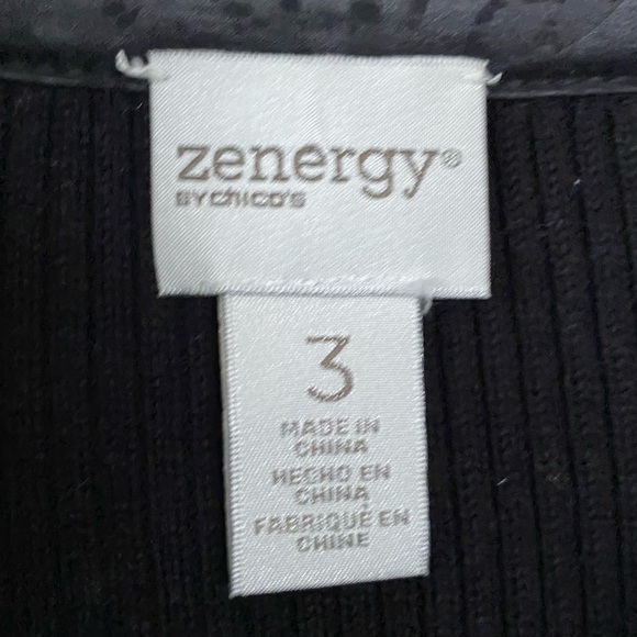 Zenergy by Chico’s Black Zip Lace Print Jacket - Picture 3 of 8